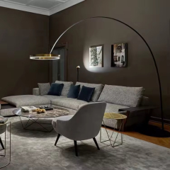 Nordic Modern Luxury Room Corner Decorative Hotel Bedroom Bedside Metal Adjustable Arc Standing Floor Lamp for Living Room