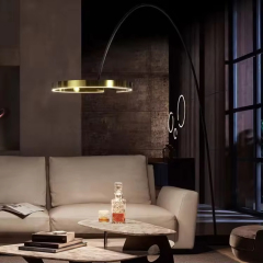 Nordic Modern Luxury Room Corner Decorative Hotel Bedroom Bedside Metal Adjustable Arc Standing Floor Lamp for Living Room