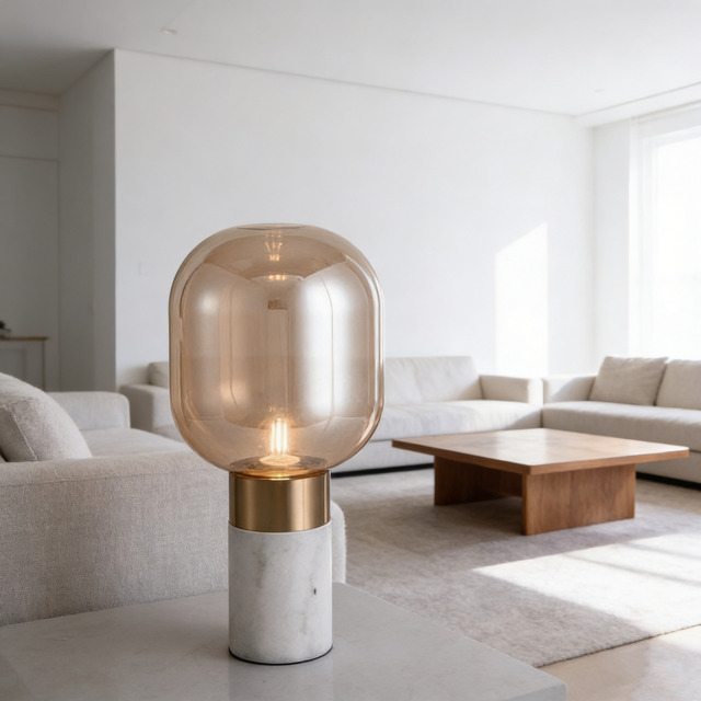 Modern Indoor Home Minimalist Study Bedroom Bedside Lamp Glass Light Luxury Decorative Table Lamp