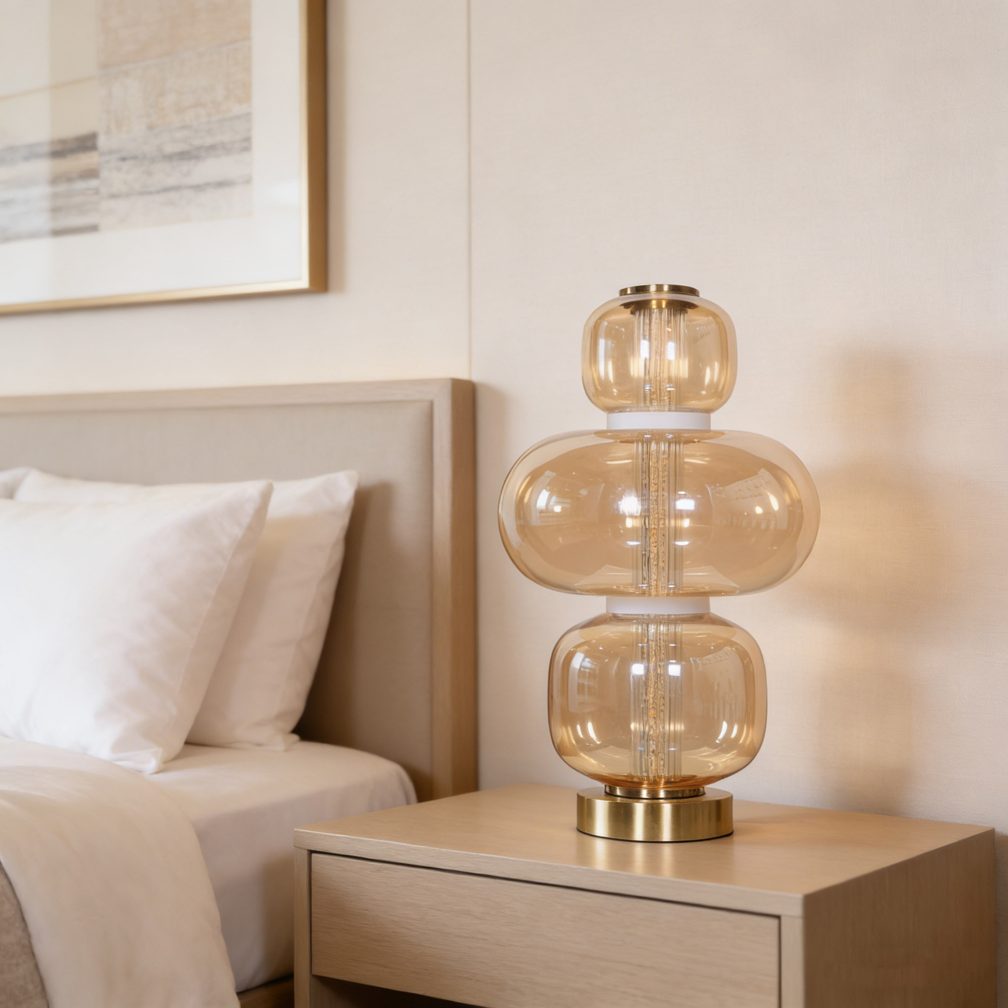 Nordic Modern Creative Table Lamp Bedroom Bedside Hotel Luxury Decorative Metal Base Desk Glass Table Lamp