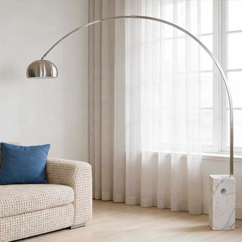 Luxury Modern Led Indoor Lighting Bedroom Arc Study Marble Standing Fishing Light Hanging Floor Lamps for Living Room Decor
