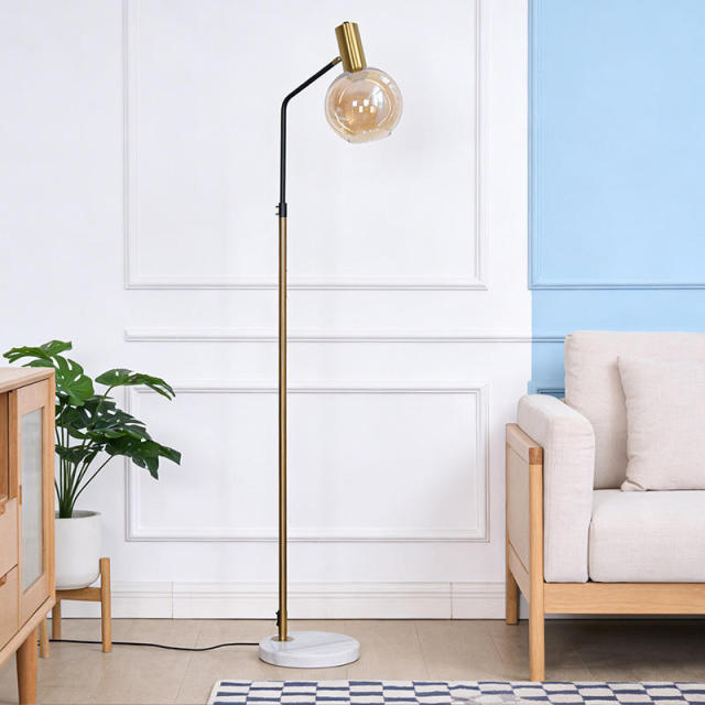 Italy Design Floor Standing Light Modern Gold E27 LED Home Living Room Decor Round Glass Ball Floor Lamps for Sofa Side