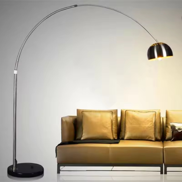Luxury Modern Led Indoor Lighting Bedroom Arc Study Marble Standing Fishing Light Hanging Floor Lamps for Living Room Decor