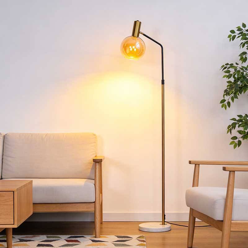 Italy Design Floor Standing Light Modern Gold E27 LED Home Living Room Decor Round Glass Ball Floor Lamps for Sofa Side