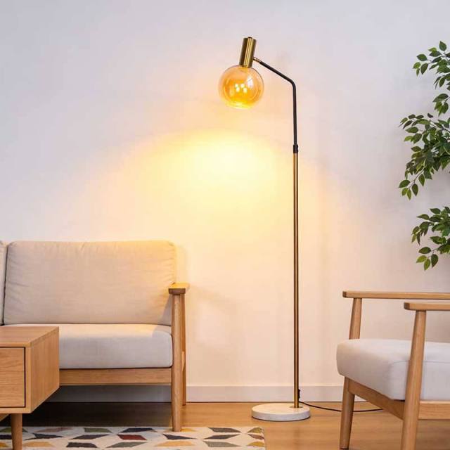Italy Design Floor Standing Light Modern Gold E27 LED Home Living Room Decor Round Glass Ball Floor Lamps for Sofa Side