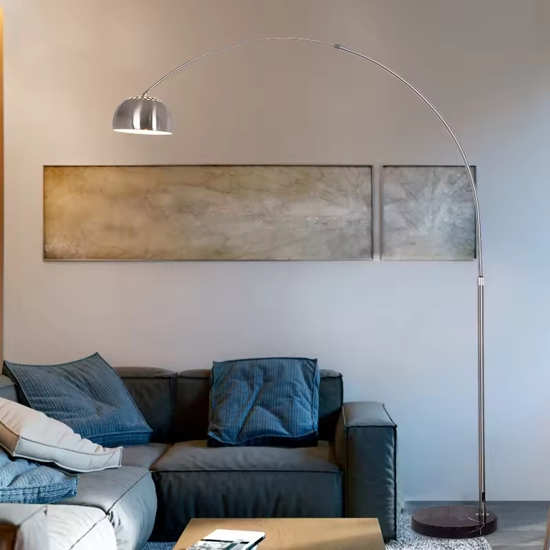 Luxury Modern Led Indoor Lighting Bedroom Arc Study Marble Standing Fishing Light Hanging Floor Lamps for Living Room Decor