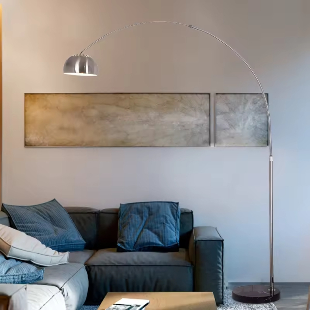 Luxury Modern Led Indoor Lighting Bedroom Arc Study Marble Standing Fishing Light Hanging Floor Lamps for Living Room Decor