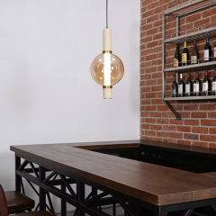 Nordic Designer Pendant Lights Luxury LED Dining Room Lamp Travertine Base Creative Glass Ball Pendant Light for Living Room