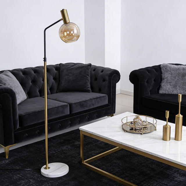 Italy Design Floor Standing Light Modern Gold E27 LED Home Living Room Decor Round Glass Ball Floor Lamps for Sofa Side