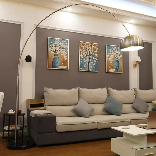 Luxury Modern Led Indoor Lighting Bedroom Arc Study Marble Standing Fishing Light Hanging Floor Lamps for Living Room Decor