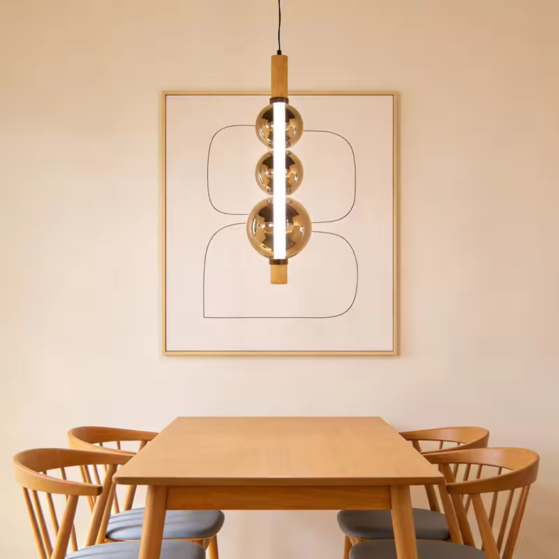 Nordic Designer Pendant Lights Luxury LED Dining Room Lamp Travertine Base Creative Glass Ball Pendant Light for Living Room