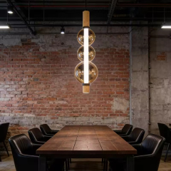 Nordic Designer Pendant Lights Luxury LED Dining Room Lamp Travertine Base Creative Glass Ball Pendant Light for Living Room