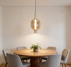 Nordic Bar Dinner Table Hanging Lamp Modern Postmodern Creative Amber Glass Pendant Light for Dining Room Restaurant