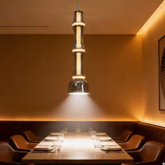 Creative Nordic Indoor Decorative Long Hanging Lamp Luxury Kitchen Island Glass Pendant Light for Restaurant Hotel
