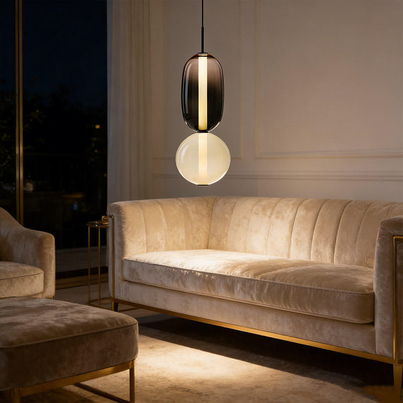Modern Postmodern Creative Glass Pendant Light Villa Hotel Kitchen Dining Room Smoke Grey Glass Pendant Light