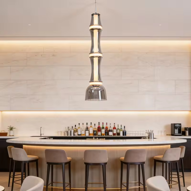 Creative Nordic Indoor Decorative Long Hanging Lamp Luxury Kitchen Island Glass Pendant Light for Restaurant Hotel