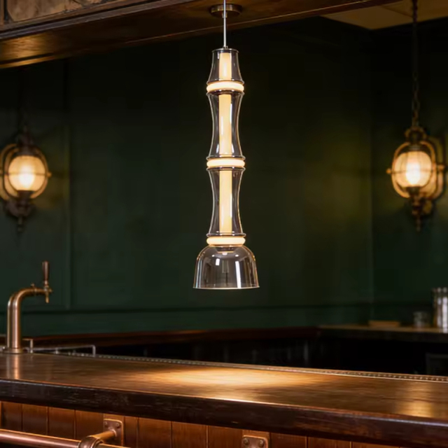 Creative Nordic Indoor Decorative Long Hanging Lamp Luxury Kitchen Island Glass Pendant Light for Restaurant Hotel