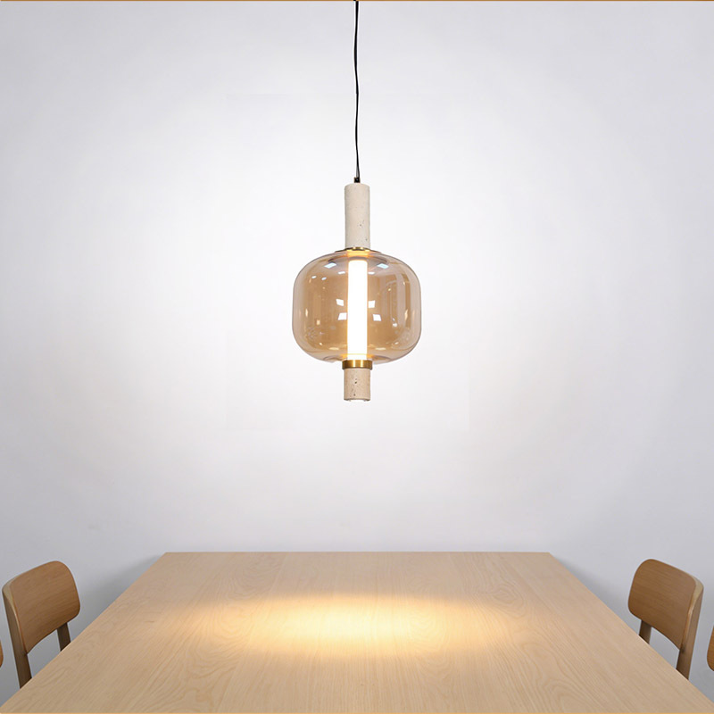 Nordic Smoke Grey Amber Glass Pendant Light Postmodern Creative Glass Ball Pendant Light for Dining Room Bar Table Restaurant