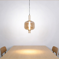 Nordic Smoke Grey Amber Glass Pendant Light Postmodern Creative Glass Ball Pendant Light for Dining Room Bar Table Restaurant