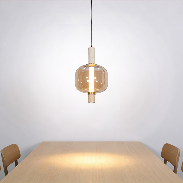 Nordic Smoke Grey Amber Glass Pendant Light Postmodern Creative Glass Ball Pendant Light for Dining Room Bar Table Restaurant