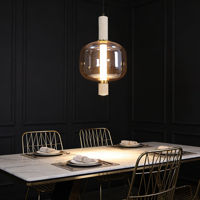 Nordic Smoke Grey Amber Glass Pendant Light Postmodern Creative Glass Ball Pendant Light for Dining Room Bar Table Restaurant