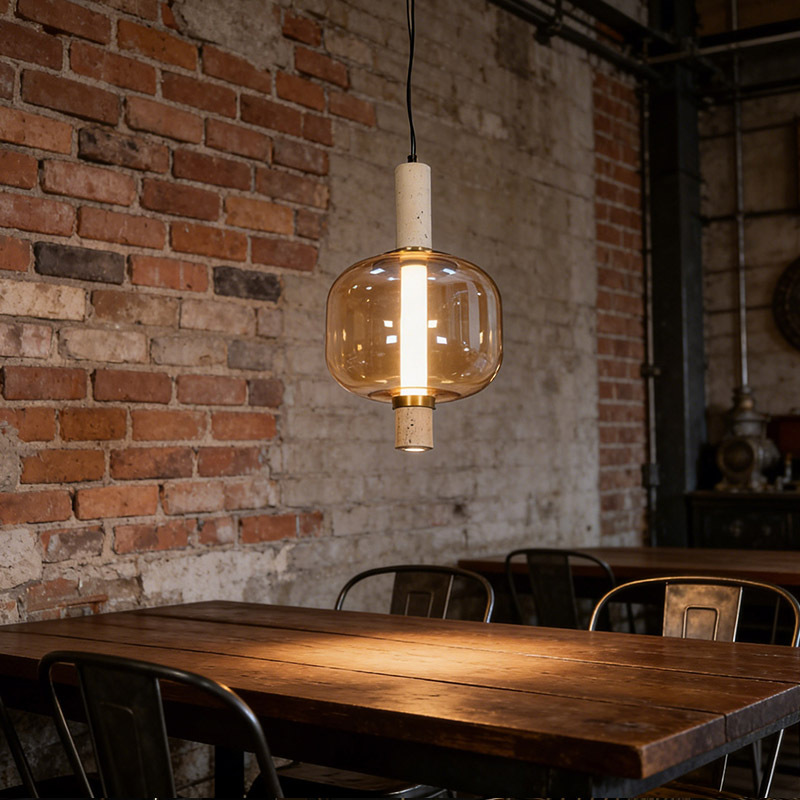 Nordic Smoke Grey Amber Glass Pendant Light Postmodern Creative Glass Ball Pendant Light for Dining Room Bar Table Restaurant