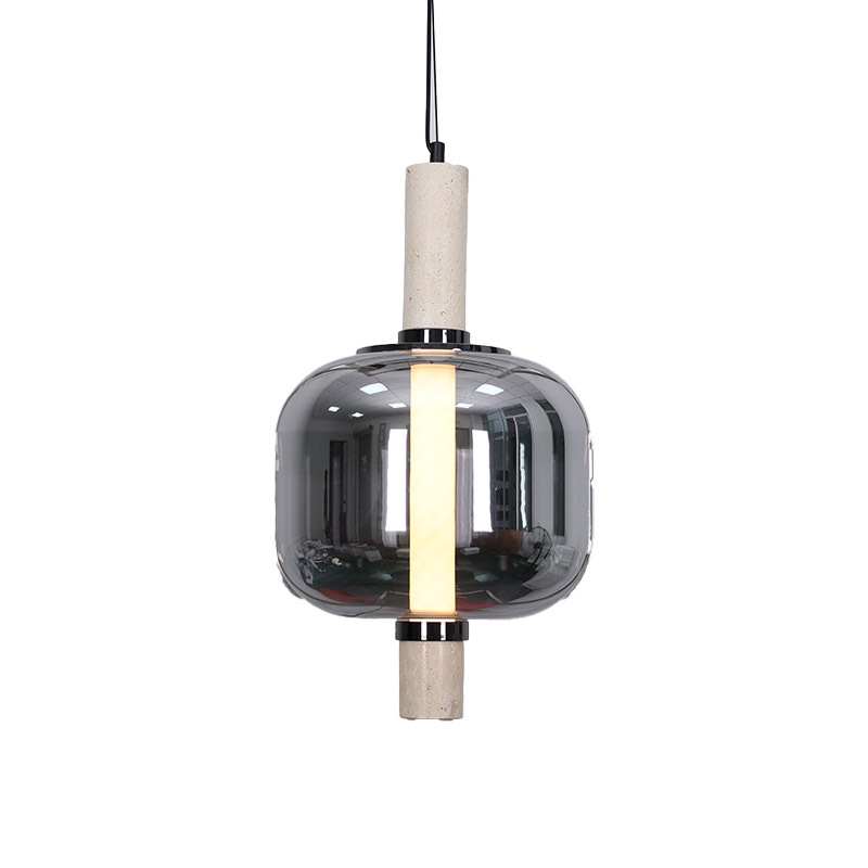 Nordic Smoke Grey Amber Glass Pendant Light Postmodern Creative Glass Ball Pendant Light for Dining Room Bar Table Restaurant