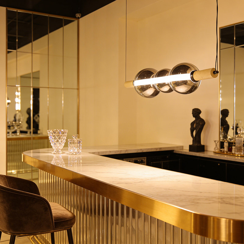 Modern Postmodern Creative Glass Pendant Light Villa Hotel Kitchen Dining Room Smoke Grey Glass Pendant Light