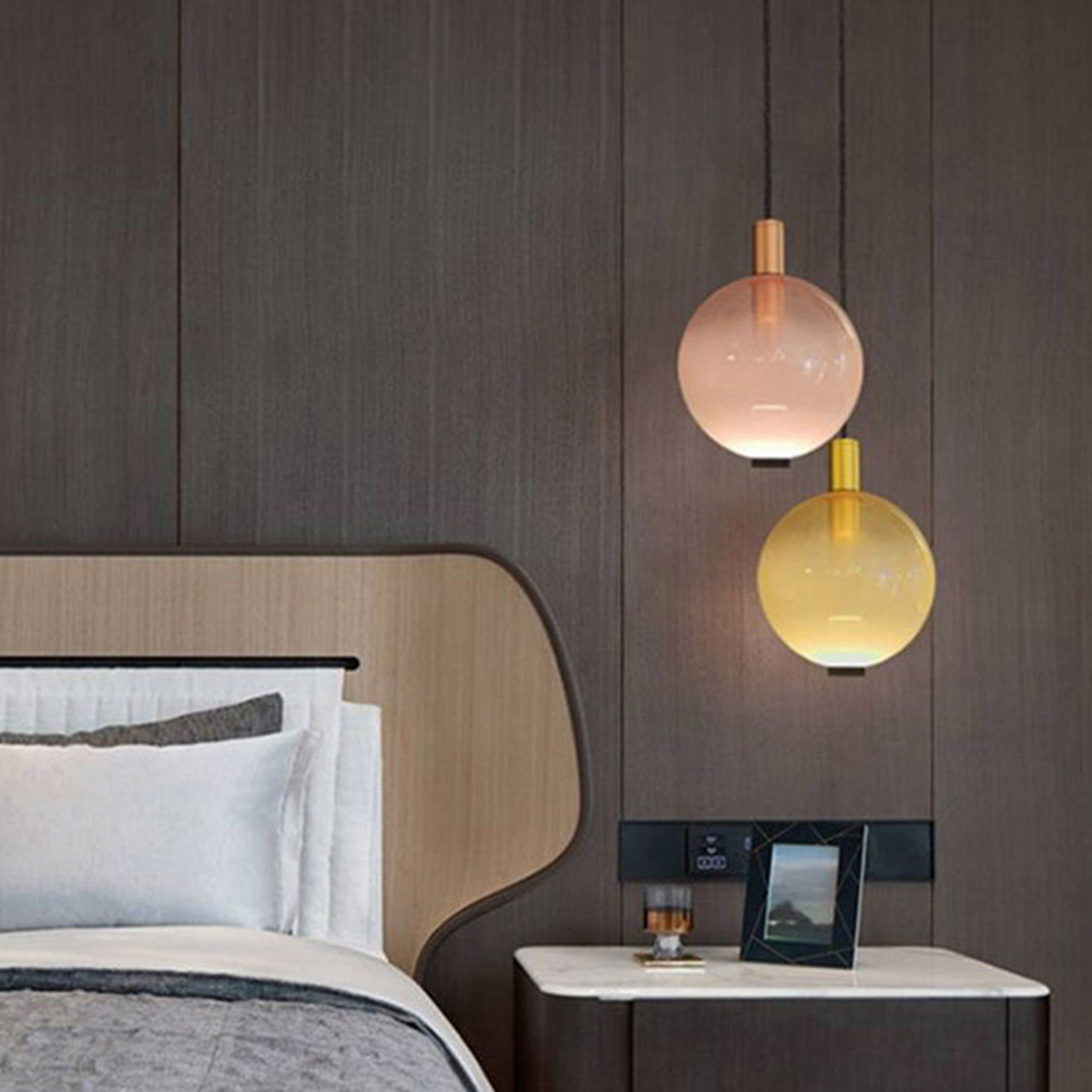 Nordic Decorative Oval Glass Restaurant Luxury Dimmable Warm White LED Pendant Light