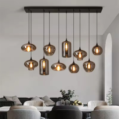 Modern Kitchen Island Smoke Grey Glass Ball Hanging Lamp Nordic Hotel Living Room Decor Glass Pendant Lamp