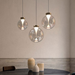 Nordic Modern Minimalist Bedroom Bedside Creative Raindrop Restaurant Bar Counter Glass Ball Iron LED Pendant Light