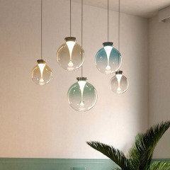 Nordic Modern Minimalist Bedroom Bedside Creative Raindrop Restaurant Bar Counter Glass Ball Iron LED Pendant Light