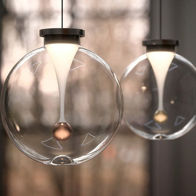 Nordic Modern Minimalist Bedroom Bedside Creative Raindrop Restaurant Bar Counter Glass Ball Iron LED Pendant Light