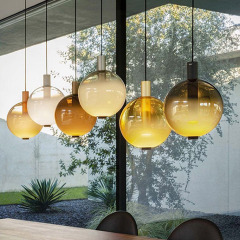 Nordic Decorative Oval Glass Restaurant Luxury Dimmable Warm White LED Pendant Light