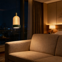 Modern Bedroom Bedside Lighting LED Pendant Light Natural Stone Glass Lampshade Hanging Lamps for Home Living Room Dining Room Decorative