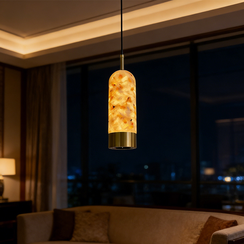 Modern Natural Marble Pendant Light LED Stone Pendant Light Marble Chandelier Luxury Pendant Lights for Bedside Sofa Side