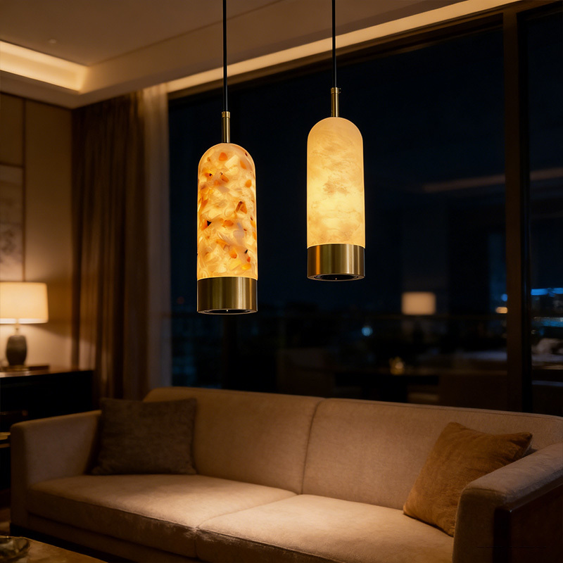 Modern Natural Marble Pendant Light LED Stone Pendant Light Marble Chandelier Luxury Pendant Lights for Bedside Sofa Side