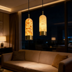 Modern Natural Marble Pendant Light LED Stone Pendant Light Marble Chandelier Luxury Pendant Lights for Bedside Sofa Side