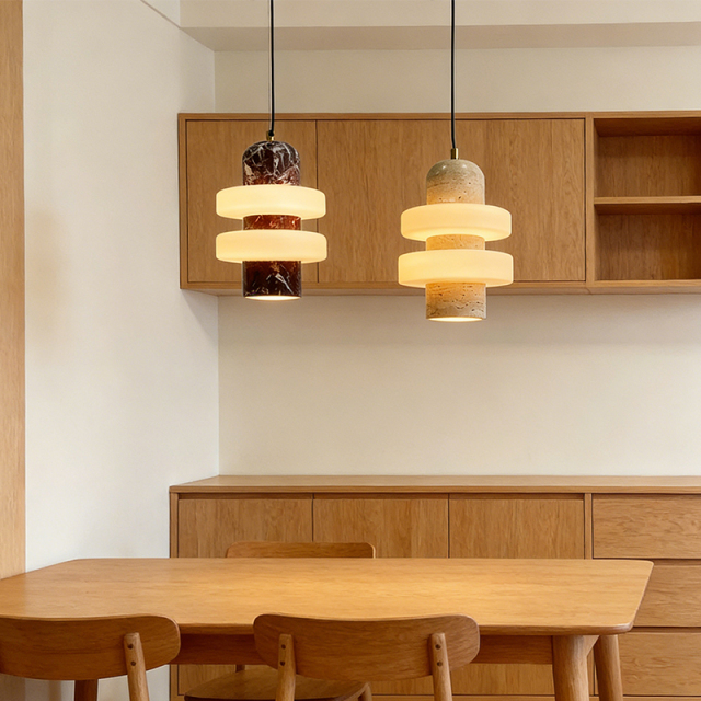 Nordic Light Luxury Natural Stone Pendant Lamp Designer Villa Hotel Luxury Stone Pendant Light