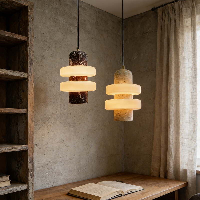 Nordic Light Luxury Natural Stone Pendant Lamp Designer Villa Hotel Luxury Stone Pendant Light