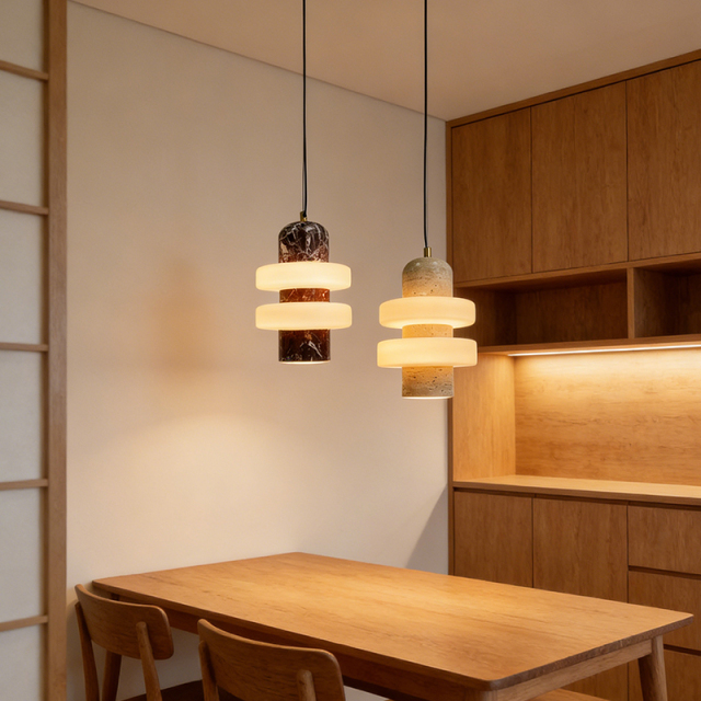 Nordic Light Luxury Natural Stone Pendant Lamp Designer Villa Hotel Luxury Stone Pendant Light