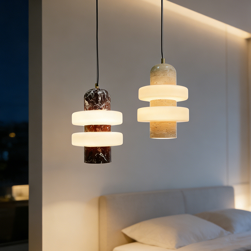 Nordic Light Luxury Natural Stone Pendant Lamp Designer Villa Hotel Luxury Stone Pendant Light
