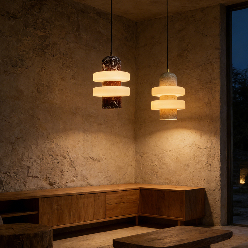 Nordic Light Luxury Natural Stone Pendant Lamp Designer Villa Hotel Luxury Stone Pendant Light