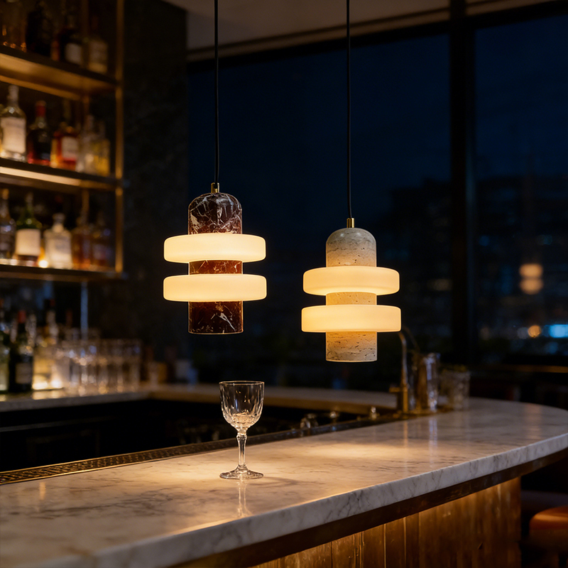 Nordic Light Luxury Natural Stone Pendant Lamp Designer Villa Hotel Luxury Stone Pendant Light
