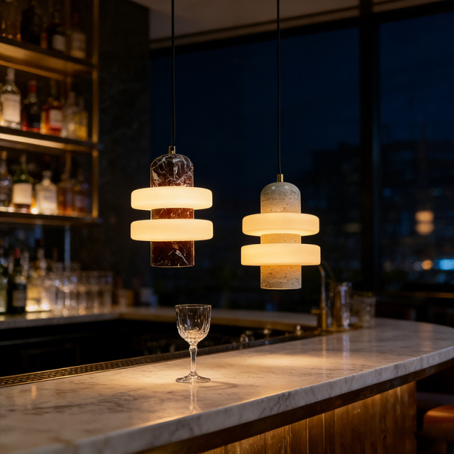 Nordic Light Luxury Natural Stone Pendant Lamp Designer Villa Hotel Luxury Stone Pendant Light