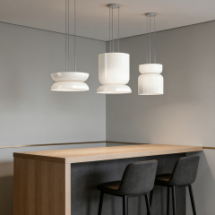 Modern Minimalist Oval White Glass Luxury Warm White Adjustable Height  LED Dimmable Pendant Light for Restaurant Bedroom