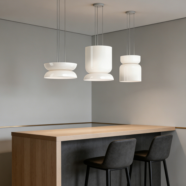 Modern Minimalist Oval White Glass Luxury Warm White Adjustable Height  LED Dimmable Pendant Light for Restaurant Bedroom