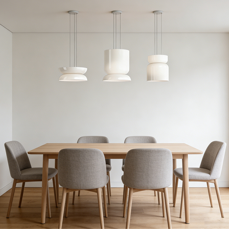 Modern Minimalist Oval White Glass Luxury Warm White Adjustable Height  LED Dimmable Pendant Light for Restaurant Bedroom