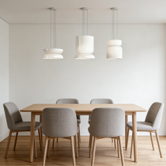 Modern Minimalist Oval White Glass Luxury Warm White Adjustable Height  LED Dimmable Pendant Light for Restaurant Bedroom