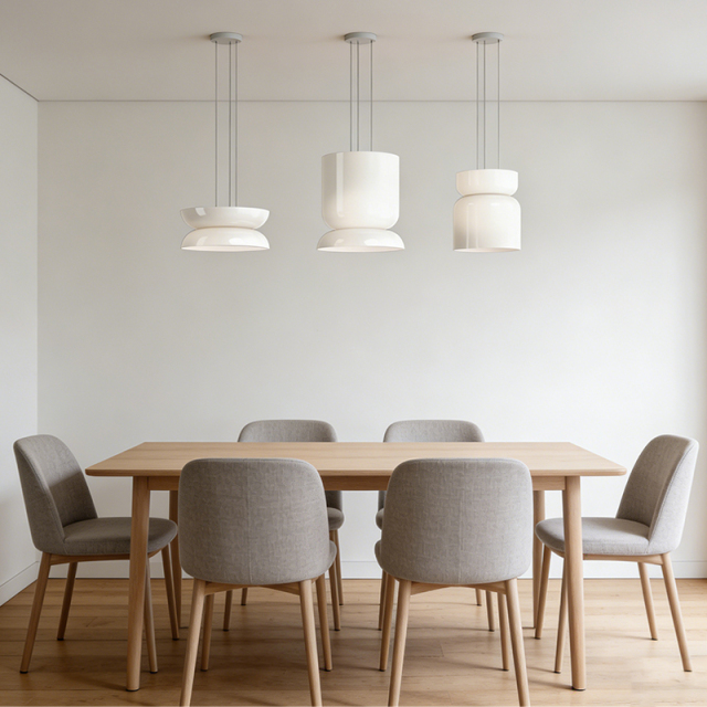 Modern Minimalist Oval White Glass Luxury Warm White Adjustable Height  LED Dimmable Pendant Light for Restaurant Bedroom